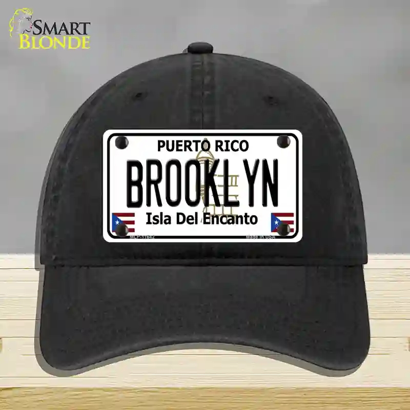HAT07-MLP-11642 Brooklyn Puerto Rico Novelty License Plate Hat, Unconstructed Cotton - Black
