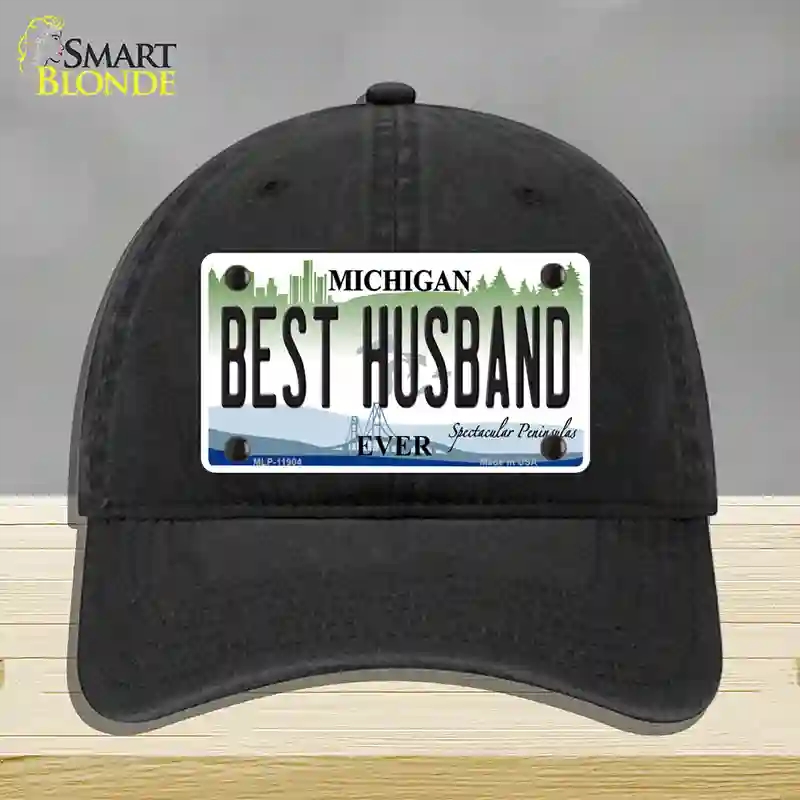 HAT07-MLP-11904 Michigan Best Husband Novelty License Plate Hat, Unconstructed Cotton - Black