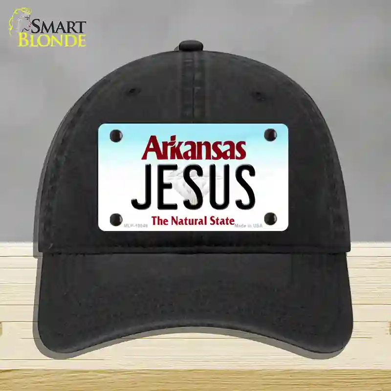 HAT07-MLP-10048 Jesus Arkansas Novelty License Plate Hat, Unconstructed Cotton - Black