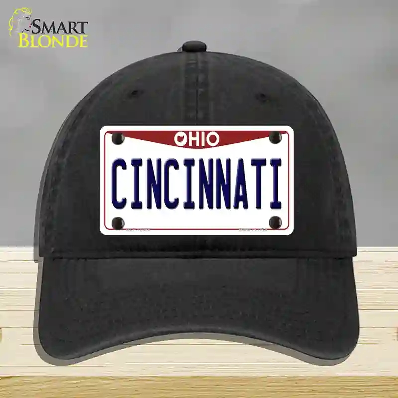 HAT07-MLP-10068 Cincinnati Ohio Novelty License Plate Hat, Unconstructed Cotton - Black
