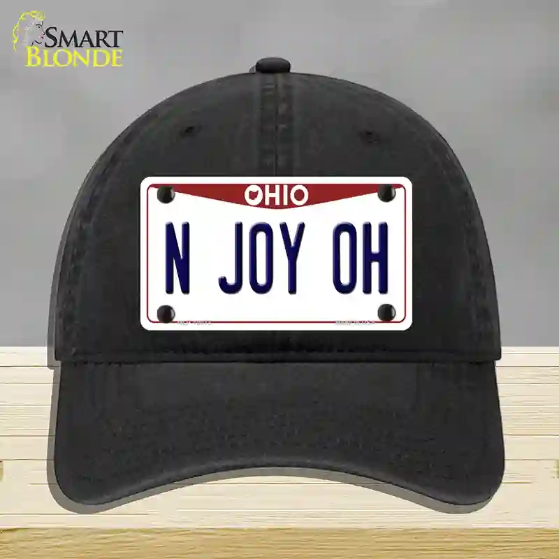 HAT07-MLP-10073 N Joy OH Ohio Novelty License Plate Hat, Unconstructed Cotton - Black