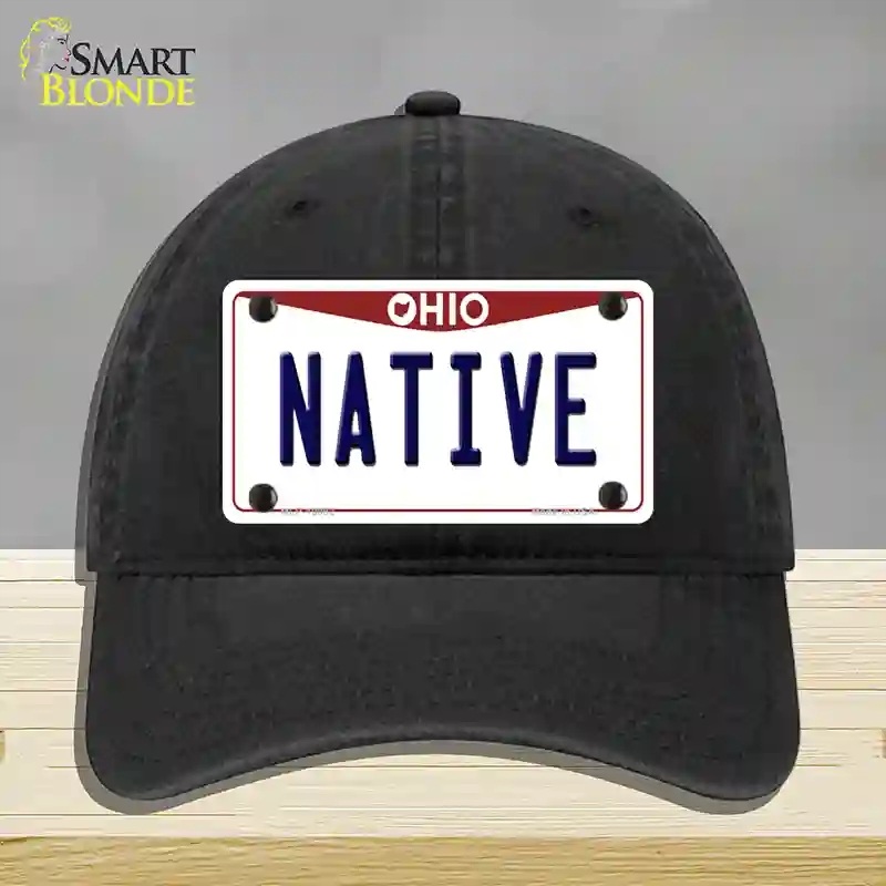 HAT07-MLP-10092 Native Ohio Novelty License Plate Hat, Unconstructed Cotton - Black