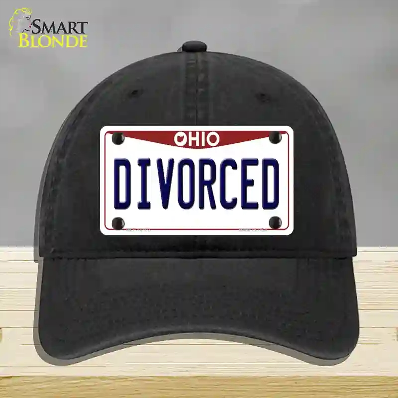 HAT07-MLP-10103 Divorced Ohio Novelty License Plate Hat, Unconstructed Cotton - Black