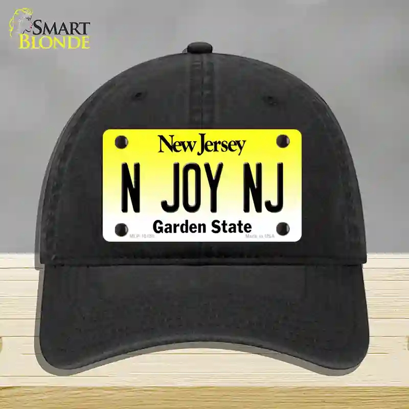 HAT07-MLP-10158 N Joy NJ   Jersey Novelty License Plate Hat, Unconstructed Cotton - Black