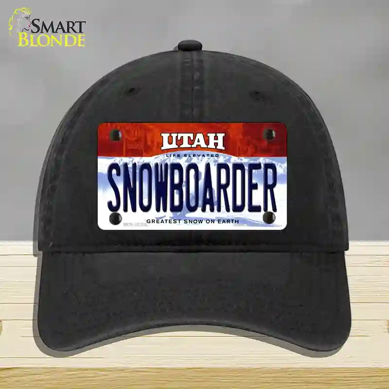 HAT07-MLP-10226 Snowboarder Utah Novelty License Plate Hat, Unconstructed Cotton - Black