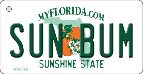 KC-6026 1.5 x 3 in. Sun Bum Florida State License Plate Key Chain