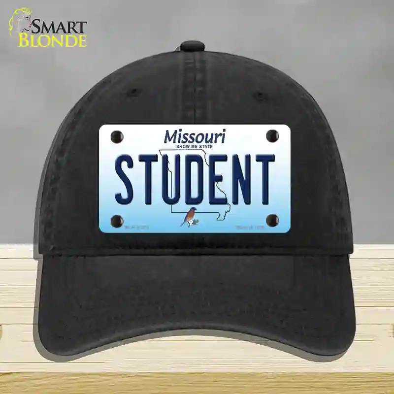 HAT07-MLP-10258 Student Missouri Novelty License Plate Hat, Unconstructed Cotton - Black