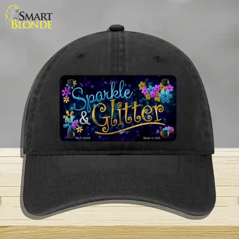 HAT07-MLP-10336 Sparkle & Glitter Novelty License Plate Hat, Unconstructed Cotton - Black