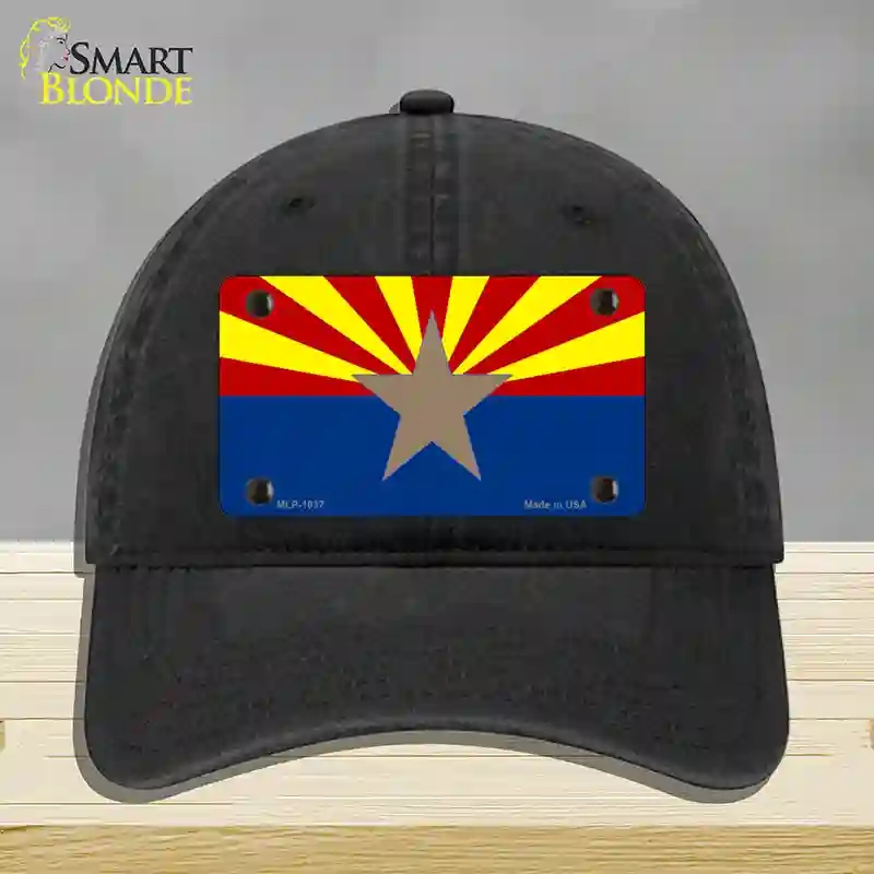 HAT07-MLP-1037 Arizona Big Star State Flag Novelty License Plate Hat, Unconstructed Cotton - Black