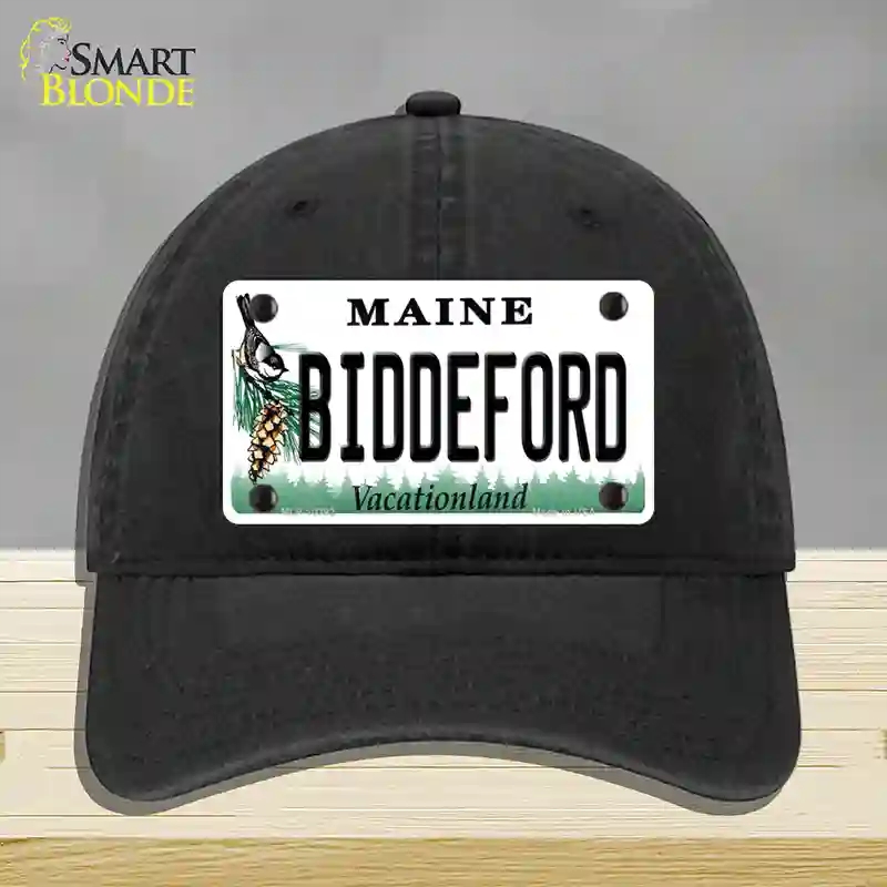 HAT07-MLP-10392 Biddeford Maine Novelty License Plate Hat, Unconstructed Cotton - Black