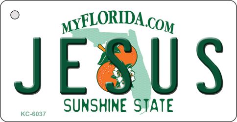 KC-6037 1.5 x 3 in. Jesus Florida State License Plate Key Chain