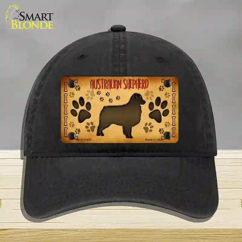 HAT07-MLP-10430 Australian Shepherd Novelty License Plate Hat, Unconstructed Cotton - Black