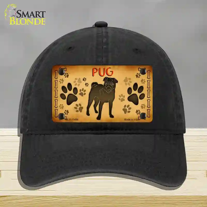HAT07-MLP-10456 Pug Novelty License Plate Hat, Unconstructed Cotton - Black