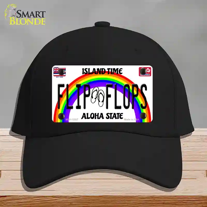 HAT03-MLP-12557 Flip Flops Hawaii Novelty License Plate Hat, Cotton - Black