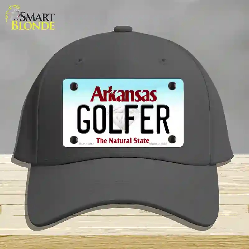 HAT04-MLP-10057 Golfer Arkansas Novelty License Plate Hat, Cotton - Charcoal