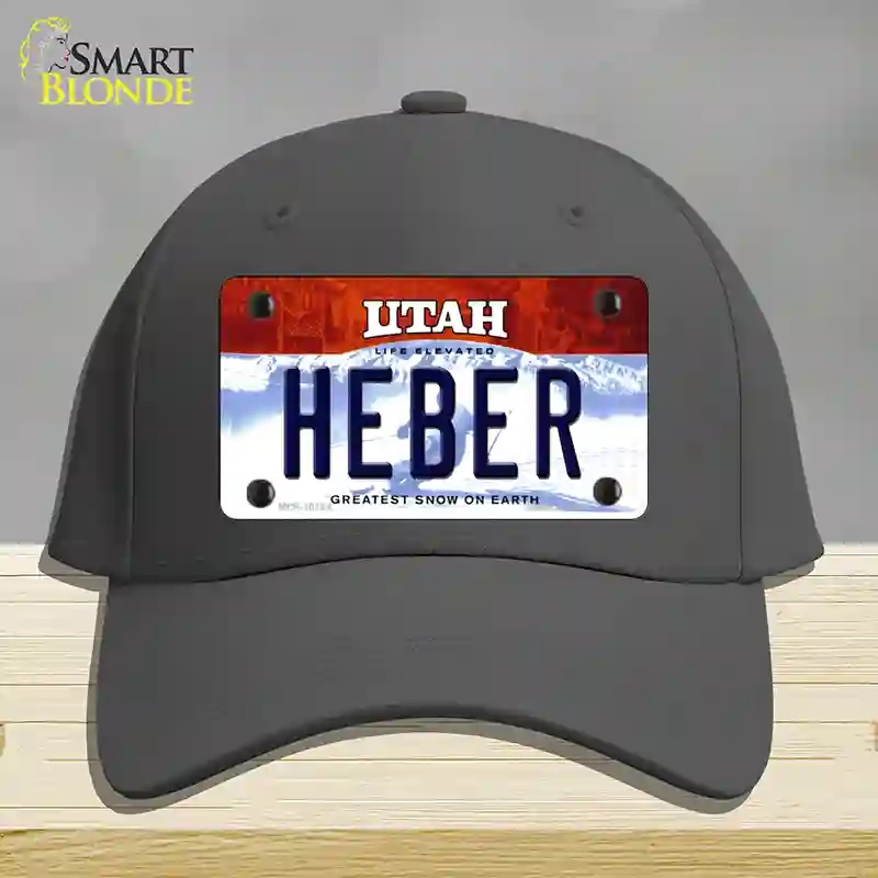 HAT04-MLP-10194 Heber Utah Novelty License Plate Hat, Cotton - Charcoal
