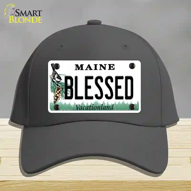 HAT04-MLP-10417 Blessed Maine Novelty License Plate Hat, Cotton - Charcoal