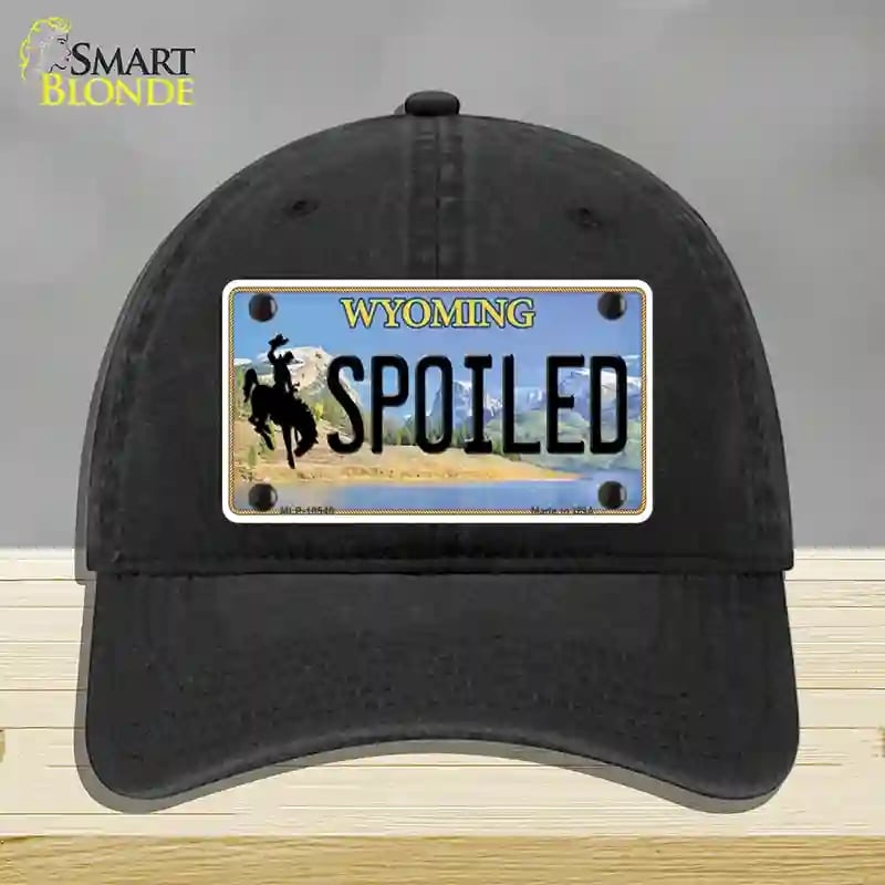 HAT07-MLP-10546 Spoiled Wyoming Novelty License Plate Hat, Unconstructed Cotton - Black