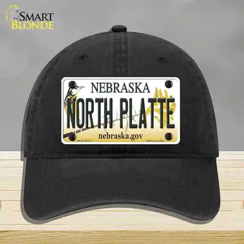 HAT07-MLP-10577 North Platte Nebraska Novelty License Plate Hat, Unconstructed Cotton - Black