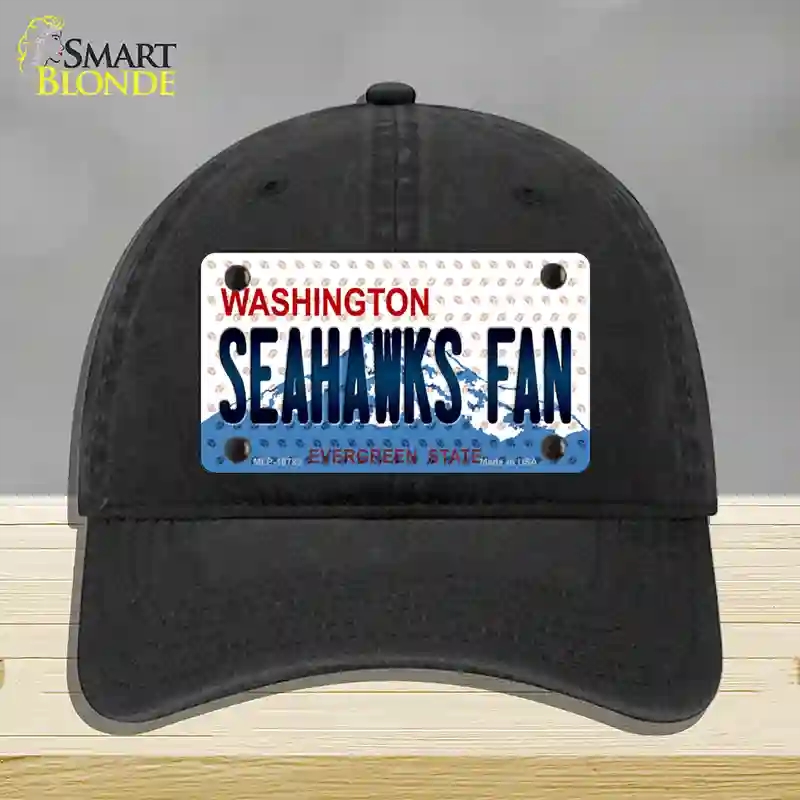 HAT07-MLP-10783 Seahawks Fan Washington Novelty License Plate Hat, Unconstructed Cotton - Black