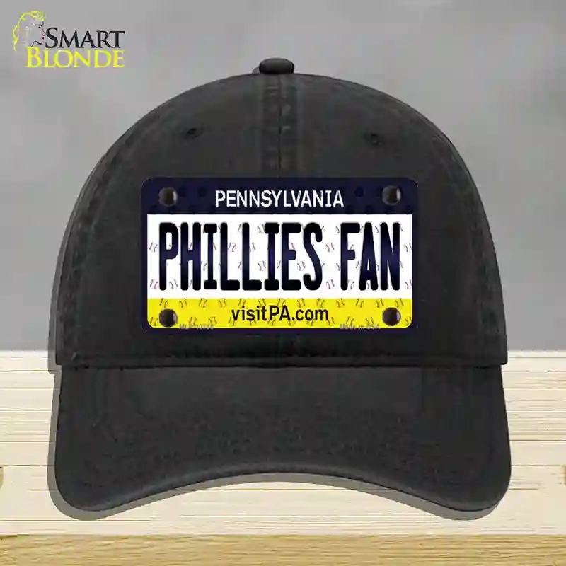 HAT07-MLP-10790 Phillies Fan Pennsylvania Novelty License Plate Hat, Unconstructed Cotton - Black