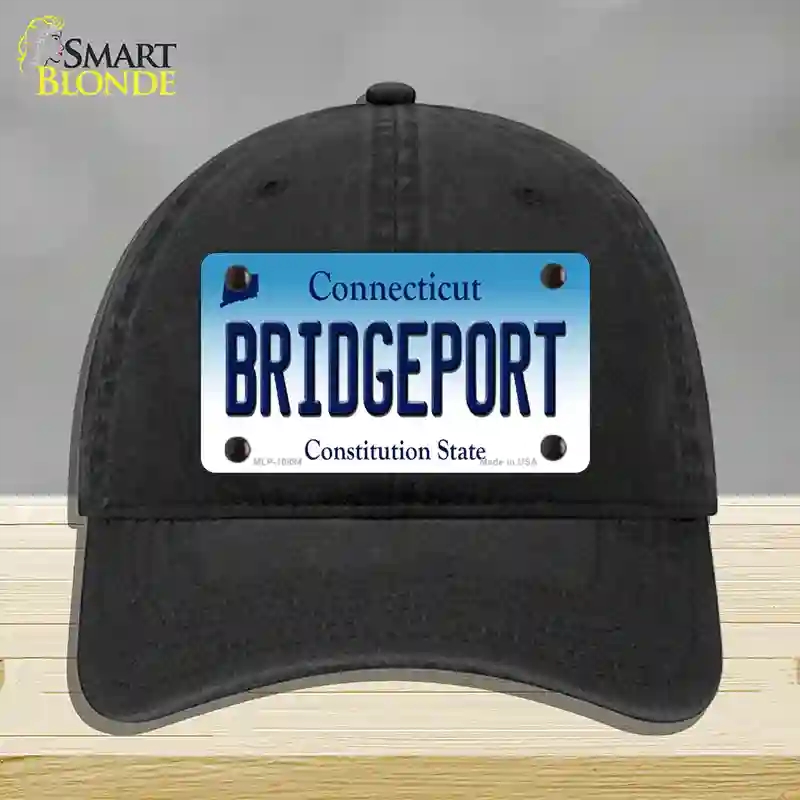 HAT07-MLP-10894 Bridgeport Connecticut Novelty License Plate Hat, Unconstructed Cotton - Black