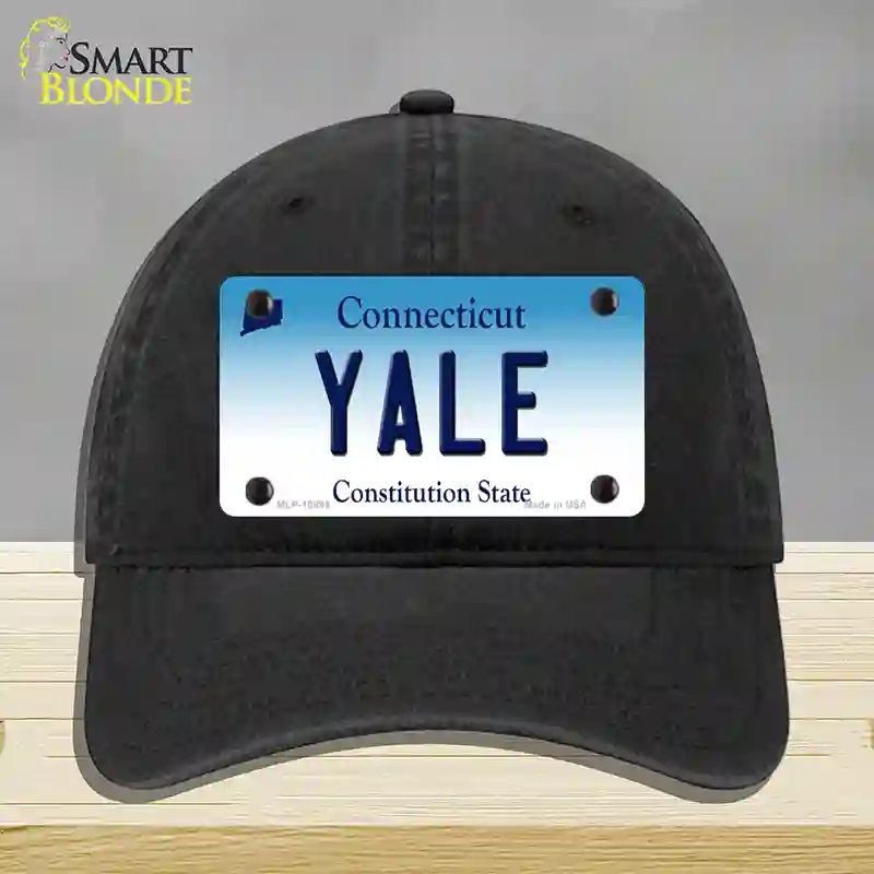 HAT07-MLP-10899 Yale Connecticut Novelty License Plate Hat, Unconstructed Cotton - Black