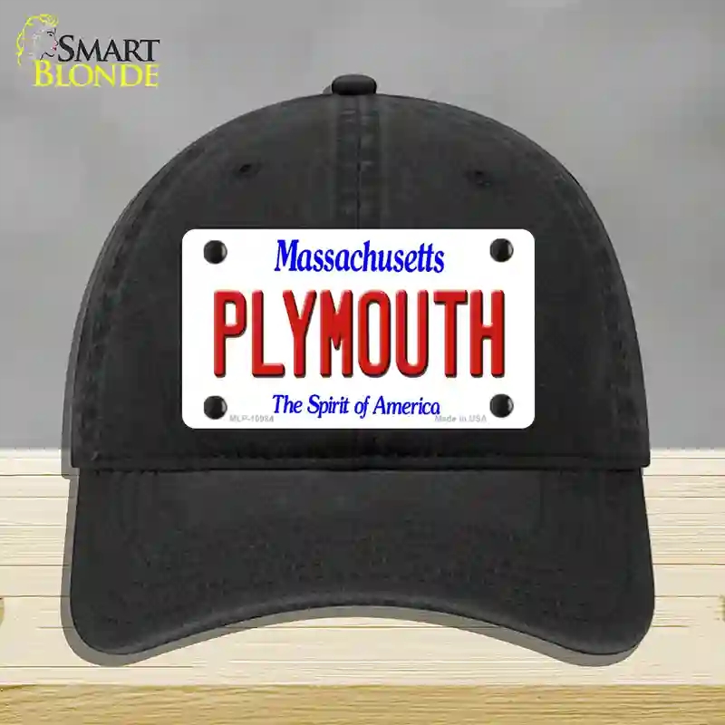 HAT07-MLP-10984 Plymouth Massachusetts Novelty License Plate Hat, Unconstructed Cotton - Black