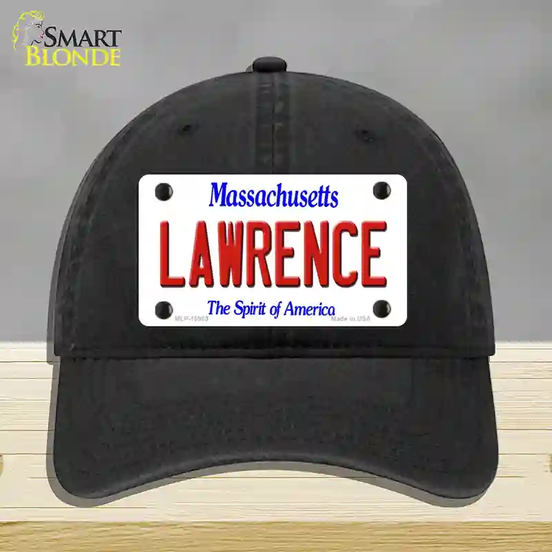 HAT07-MLP-10989 Lawrence Massachusetts Novelty License Plate Hat, Unconstructed Cotton - Black