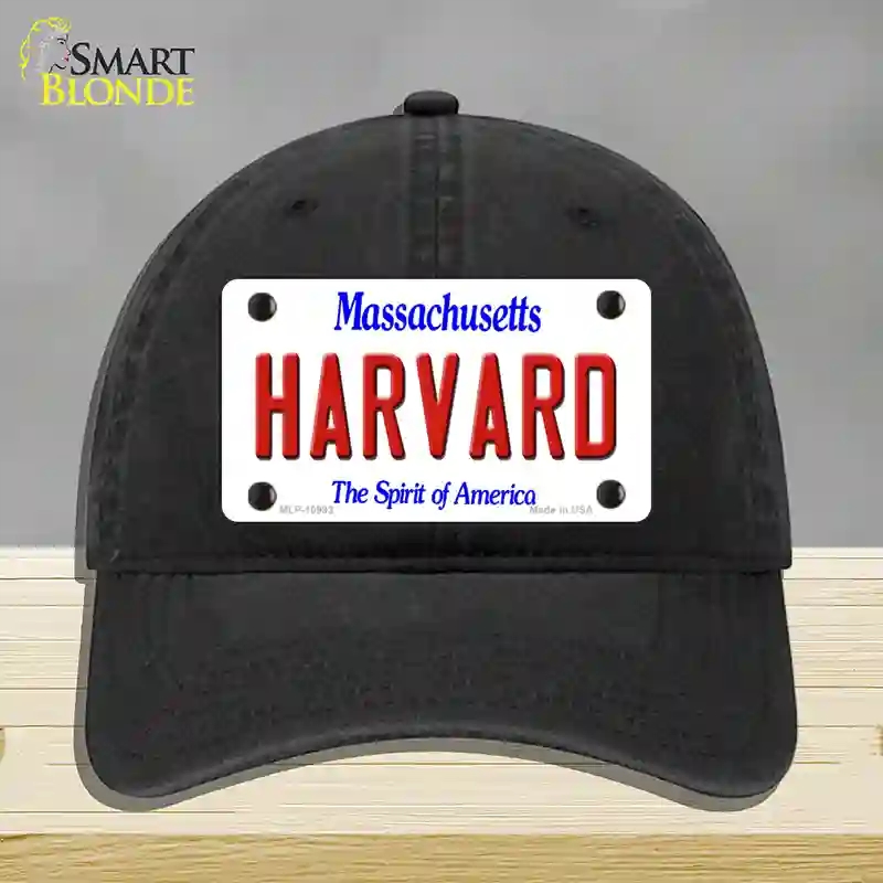 HAT07-MLP-10993 Harvard Massachusetts Novelty License Plate Hat, Unconstructed Cotton - Black