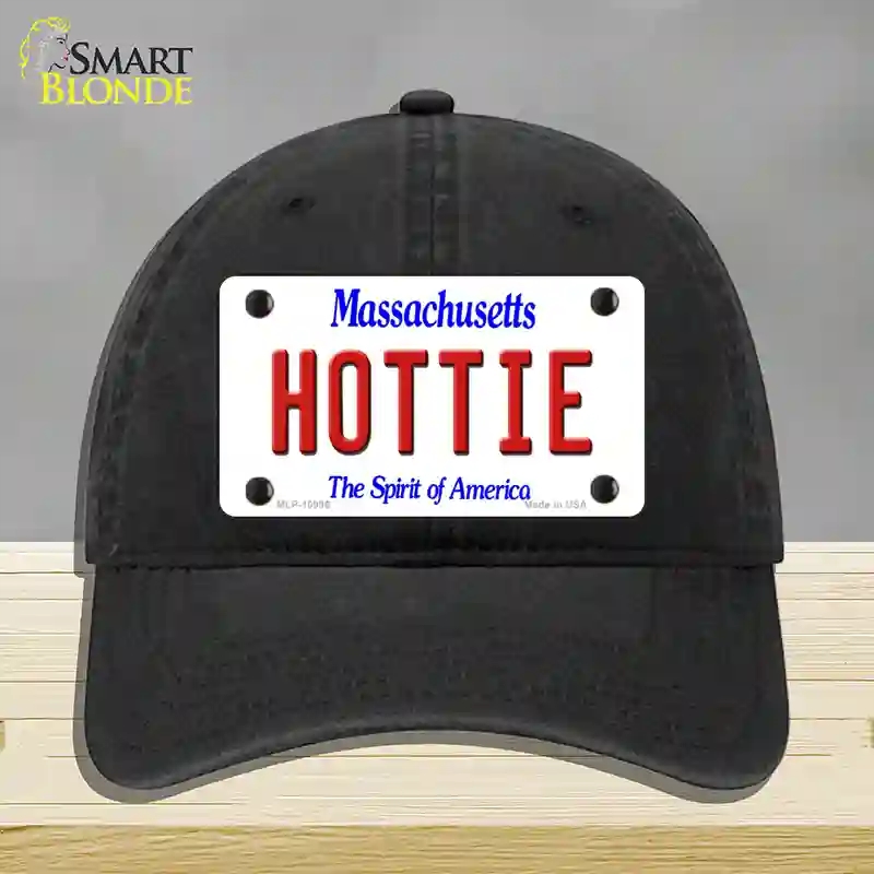 HAT07-MLP-10996 Hottie Massachusetts Novelty License Plate Hat, Unconstructed Cotton - Black
