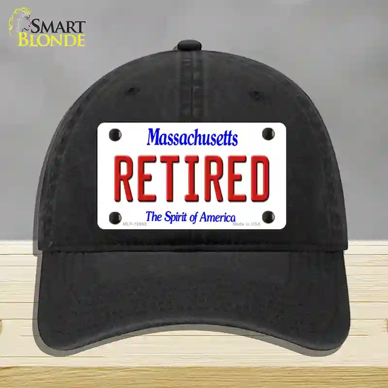 HAT07-MLP-10999 Retired Massachusetts Novelty License Plate Hat, Unconstructed Cotton - Black