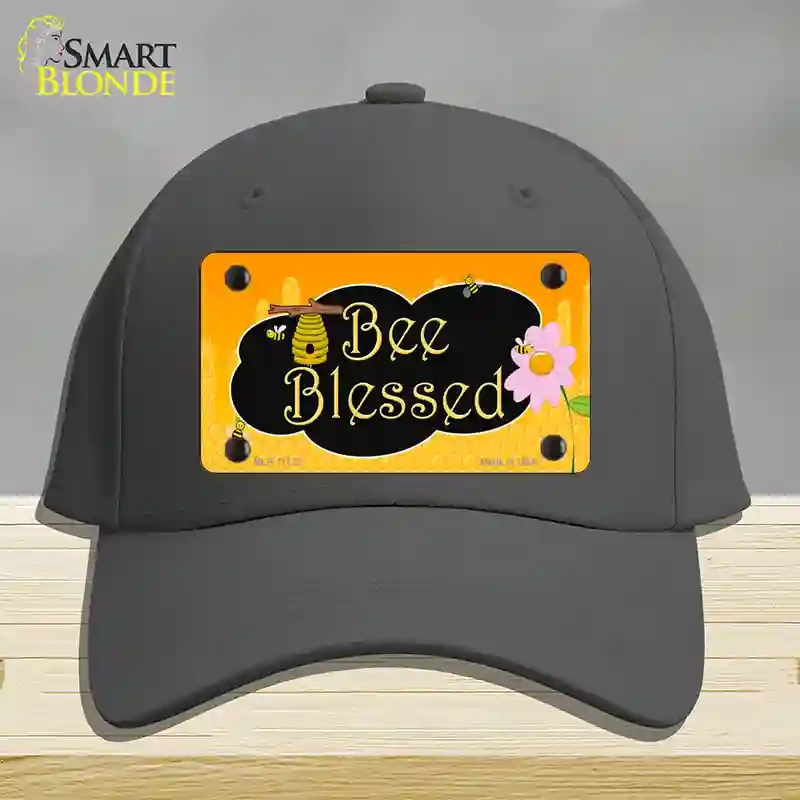 HAT04-MLP-11722 Bee Blessed Honey Hive Novelty License Plate Hat, Cotton - Charcoal