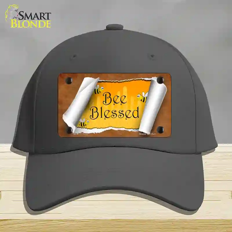 HAT04-MLP-11724 Bee Blessed Scroll Novelty License Plate Hat, Cotton - Charcoal