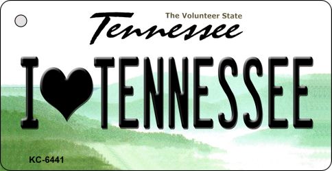 KC-6441 1.5 x 3 in. I Love Tennessee License Plate Key Chain
