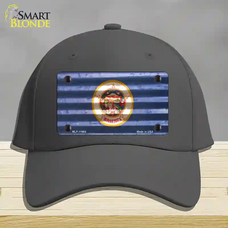 HAT04-MLP-11964 Minnesota Corrugated Flag Novelty License Plate Hat, Cotton - Charcoal