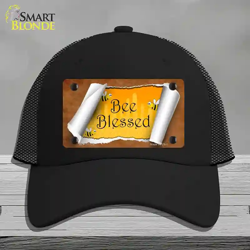 HAT01-MLP-11724 Bee Blessed Scroll Novelty License Plate Hat, Mesh - Black