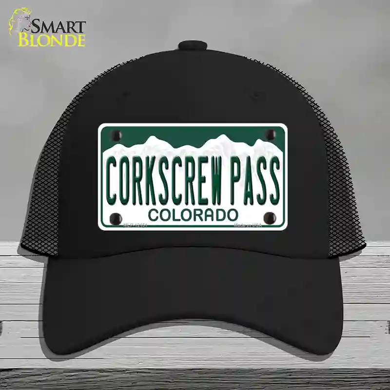 HAT01-MLP-12151 Corkscrew Pass Colorado Novelty License Plate Hat, Mesh - Black