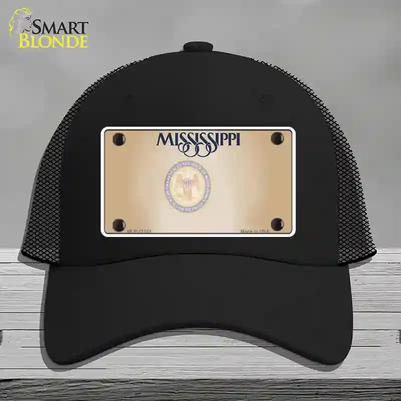 HAT01-MLP-12181 Mississippi Great Seal Blank Novelty License Plate Hat, Mesh - Black