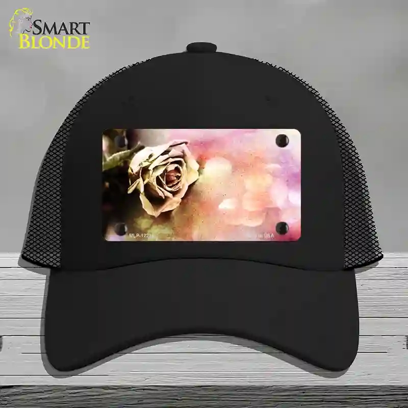 HAT01-MLP-12214 Watercolor Rose Novelty License Plate Hat, Mesh - Black