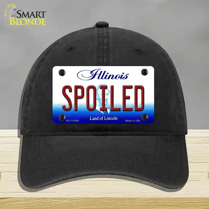 HAT07-MLP-10303 Spoiled Illinois Novelty License Plate Hat, Unconstructed Cotton - Black