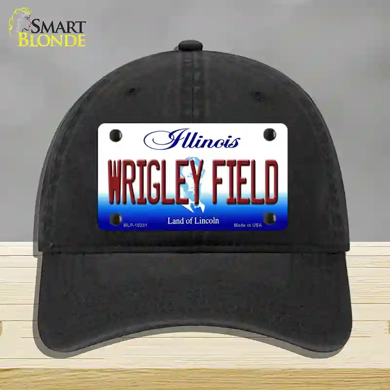 HAT07-MLP-10331 Wrigley Field Illinois Novelty License Plate Hat, Unconstructed Cotton - Black