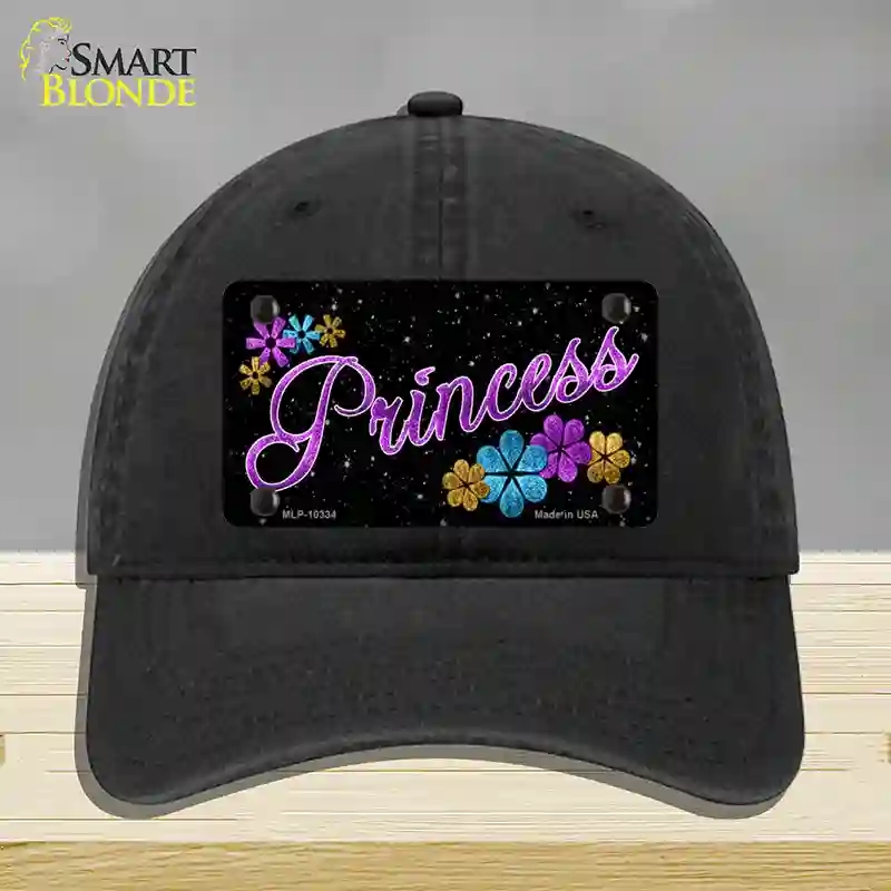 HAT07-MLP-10334 Princess Glitter Novelty License Plate Hat, Unconstructed Cotton - Black