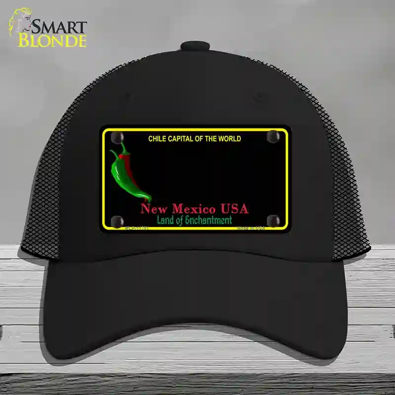 HAT01-MLP-11751   Mexico Blank State Novelty License Plate Hat, Mesh - Black
