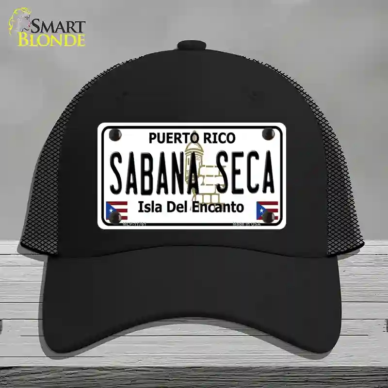 HAT01-MLP-11761 Sabana Seca Puerto Rico State Novelty License Plate Hat, Mesh - Black