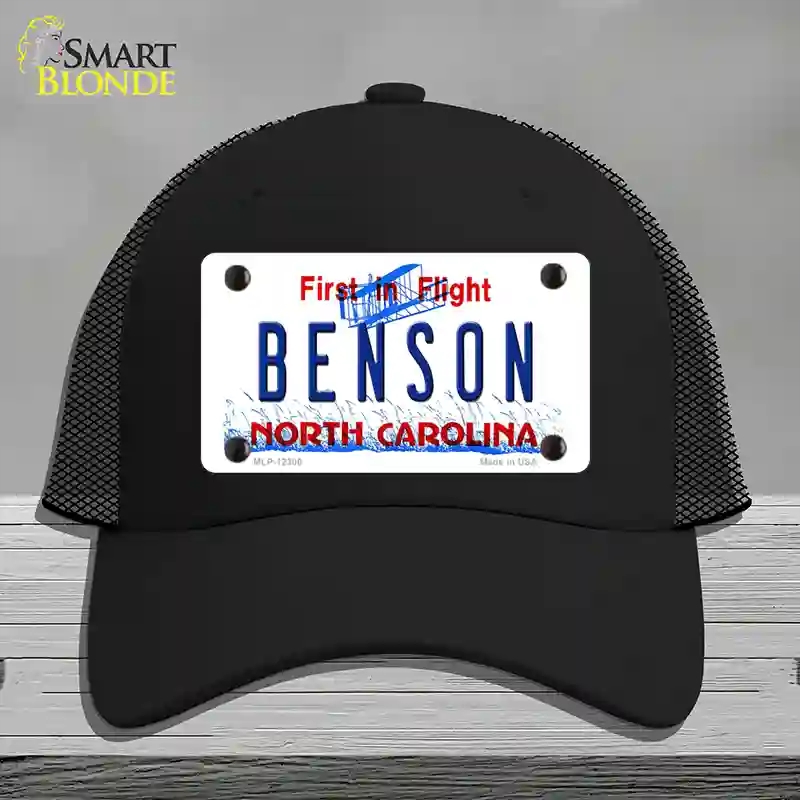 HAT01-MLP-12300 North Carolina Benson Novelty License Plate Hat, Mesh - Black