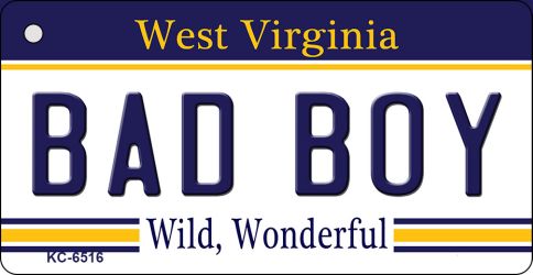 KC-6516 1.5 x 3 in. Bad Boy West Virginia License Plate Key Chain