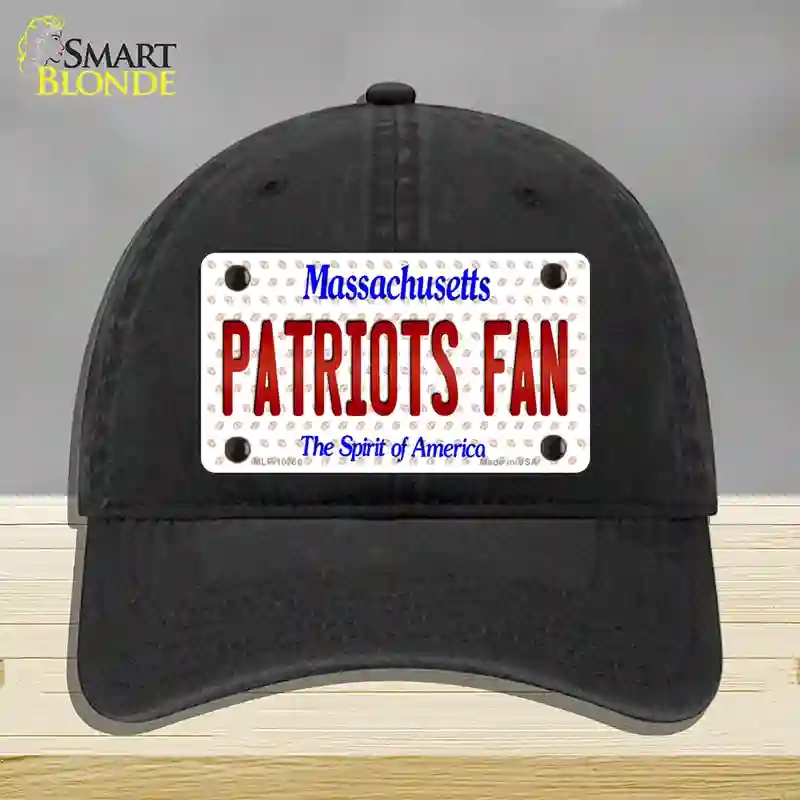 HAT07-MLP-10766 Patriots Fan Massachusetts Novelty License Plate Hat, Unconstructed Cotton - Black