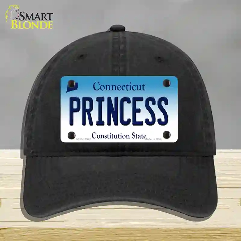 HAT07-MLP-10920 Princess Connecticut Novelty License Plate Hat, Unconstructed Cotton - Black