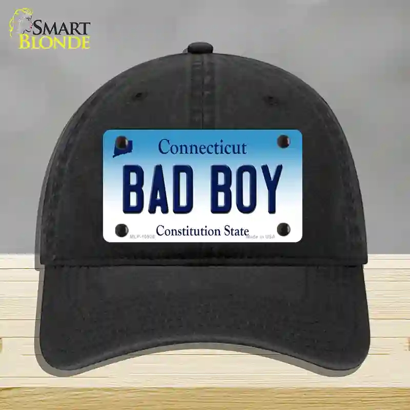 HAT07-MLP-10926 Bad Boy Connecticut Novelty License Plate Hat, Unconstructed Cotton - Black